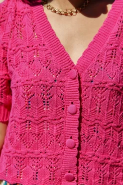 Mailles|LA PETITE ÉTOILE Gilet Rowena Fuchsia