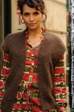 Mailles|LA PETITE ÉTOILE Gilet Sade Marron