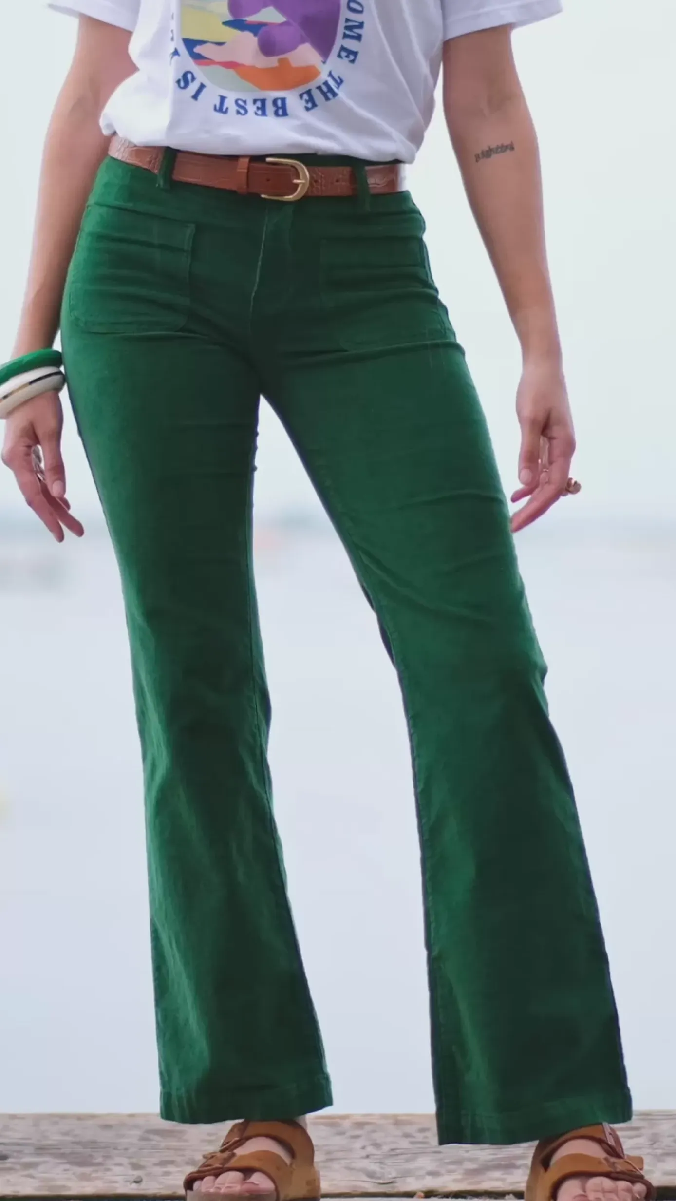 Pantalons & Jeans|LA PETITE ÉTOILE Pantalon Sonny Velours Vert