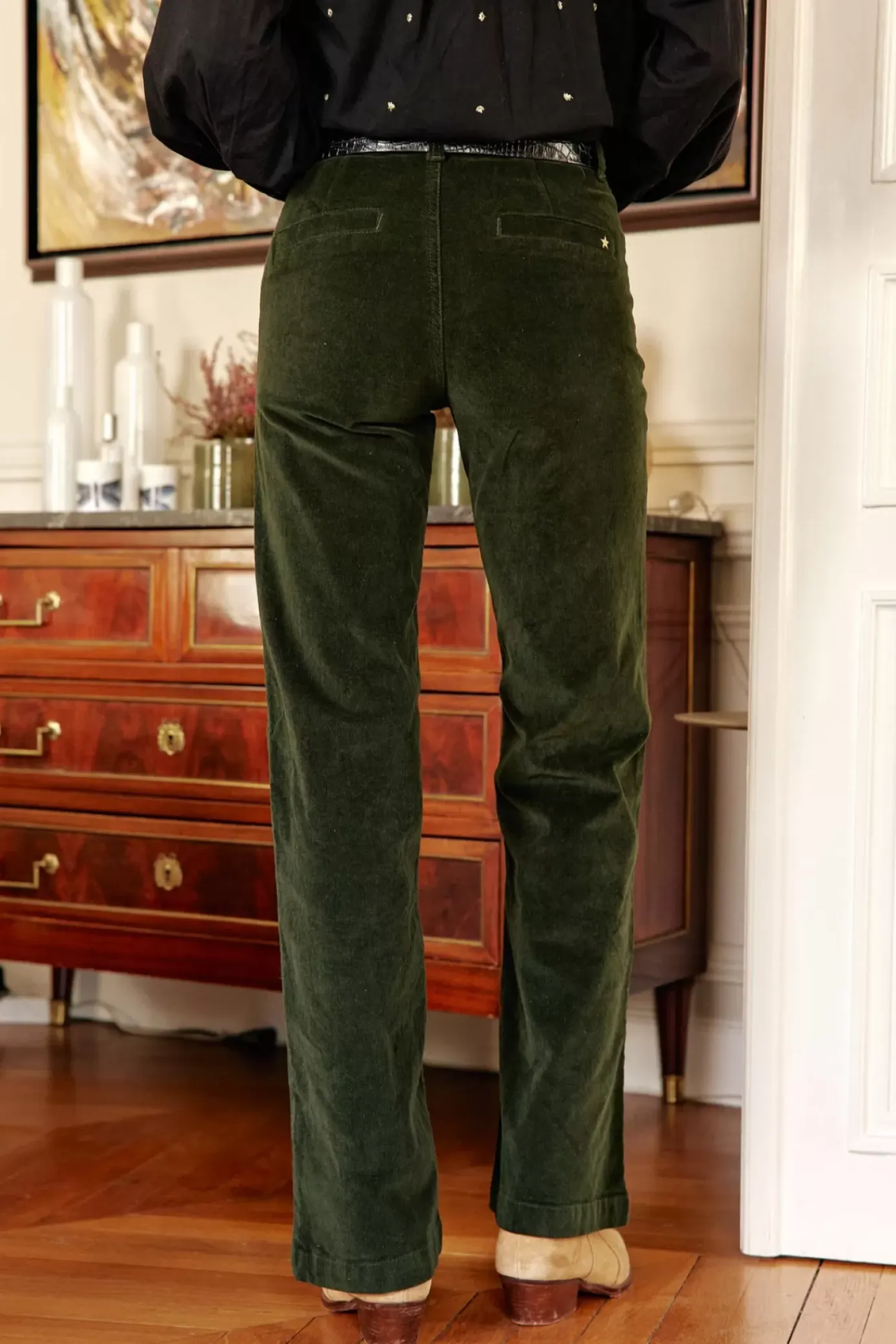 Pantalons & Jeans|LA PETITE ÉTOILE Pantalon Sonny Velours Vert Fonce