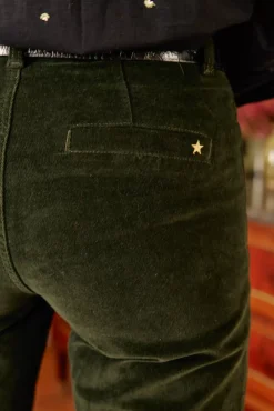 Pantalons & Jeans|LA PETITE ÉTOILE Pantalon Sonny Velours Vert Fonce