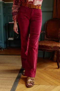 Pantalons & Jeans|LA PETITE ÉTOILE Pantalon Sonny Velours Framboise