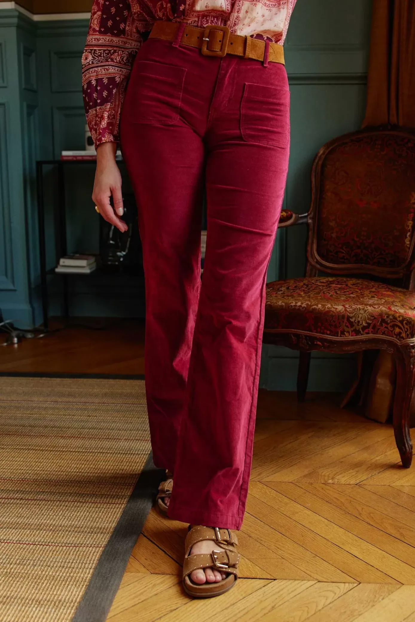 Pantalons & Jeans|LA PETITE ÉTOILE Pantalon Sonny Velours Framboise