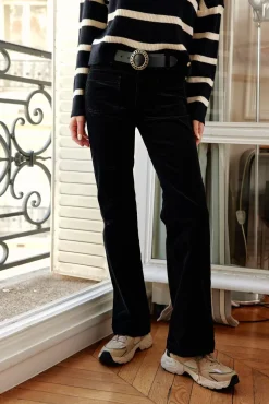 Pantalons & Jeans|LA PETITE ÉTOILE Pantalon Sonny Velours Noir
