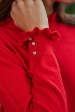 Mailles|LA PETITE ÉTOILE Pull Solferinos Rouge