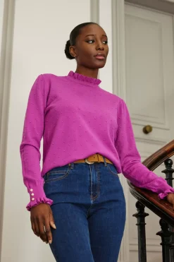 Mailles|LA PETITE ÉTOILE Pull Solferinos Fuchsia