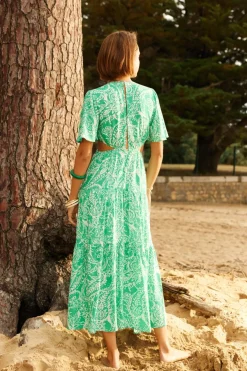 Robes & Combinaisons|LA PETITE ÉTOILE Robe Nemaa Vert/Ecru