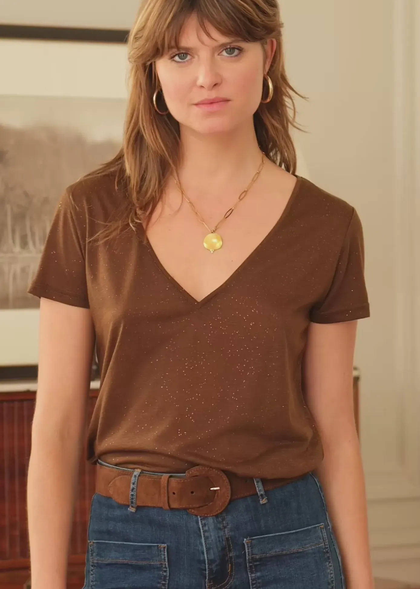Tops|LA PETITE ÉTOILE T-Shirt Elvie Choco