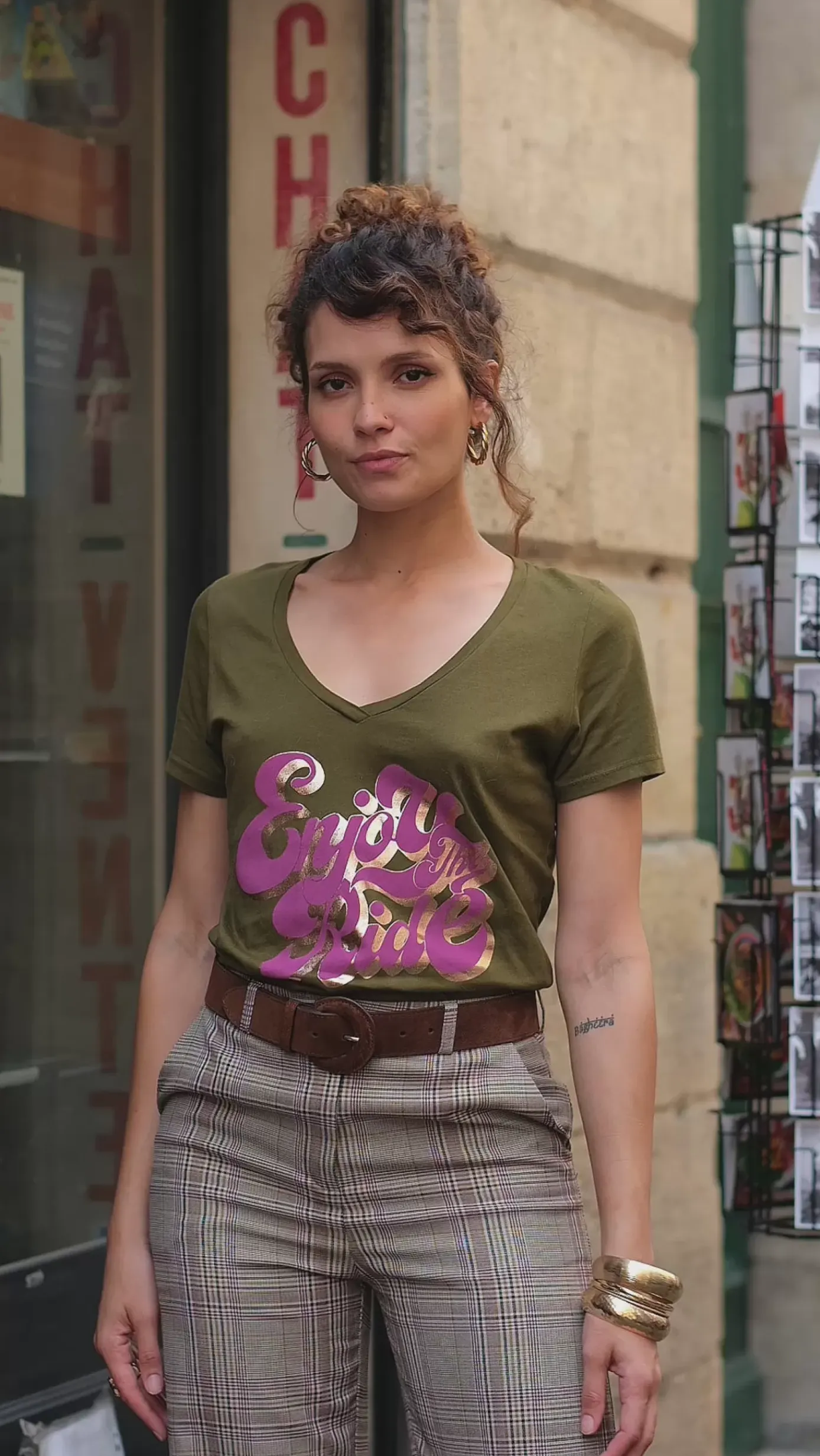 Tops|LA PETITE ÉTOILE T-Shirt Enjoy Kaki