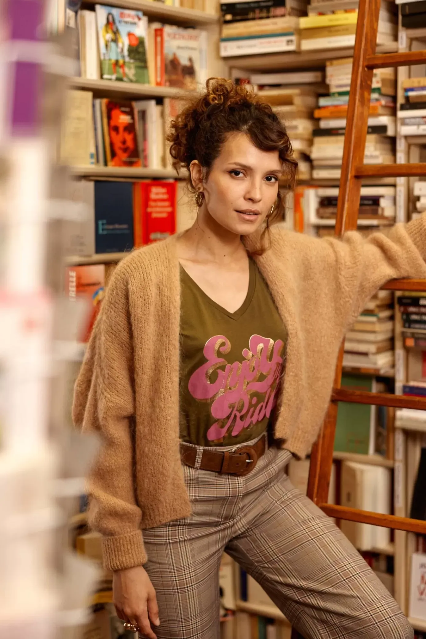 Tops|LA PETITE ÉTOILE T-Shirt Enjoy Kaki