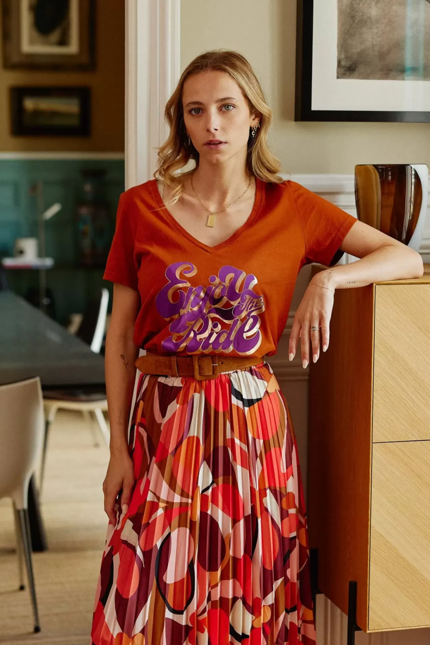 Tops|LA PETITE ÉTOILE T-Shirt Enjoy Caramel