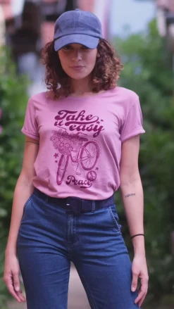 Tops|LA PETITE ÉTOILE T-Shirt Peace Vieux Rose
