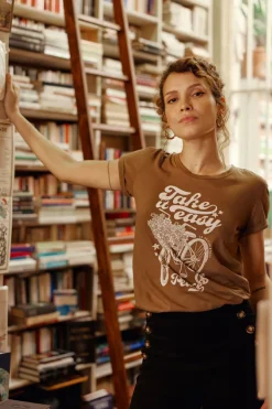 Tops|LA PETITE ÉTOILE T-Shirt Peace Marron