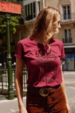 Tops|LA PETITE ÉTOILE T-Shirt Peace Framboise